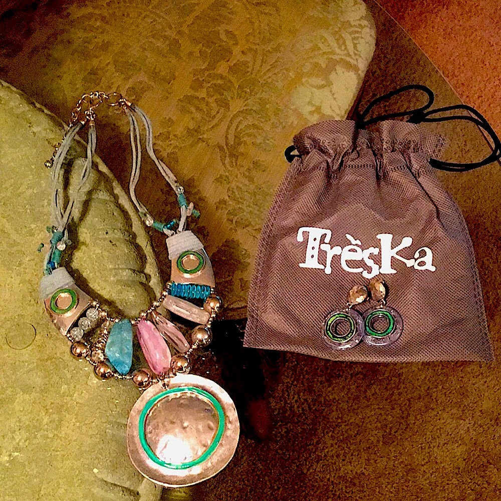 Treska Multi-Color Necklace With Earrings.